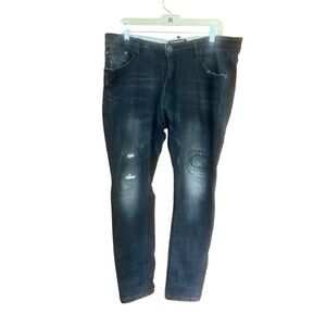 Barabas Men’s charcoal, distressed jeans Sz 36/32